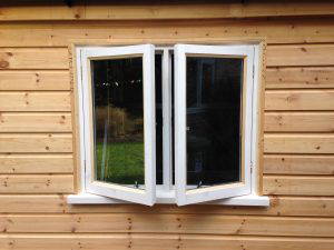 double wooden window