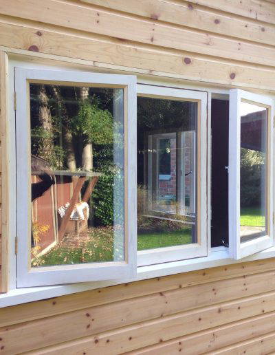 triple wooden window